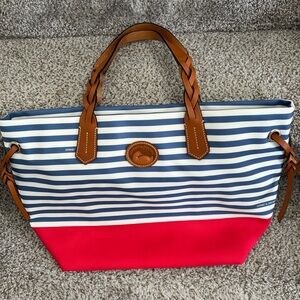 Dooney & Bourke Blue and Red Striped Tote Bag - NWT